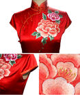 हाई एंड कढ़ाई कपड़े, लाल चीनी शादी की पोशाक कपड़ा